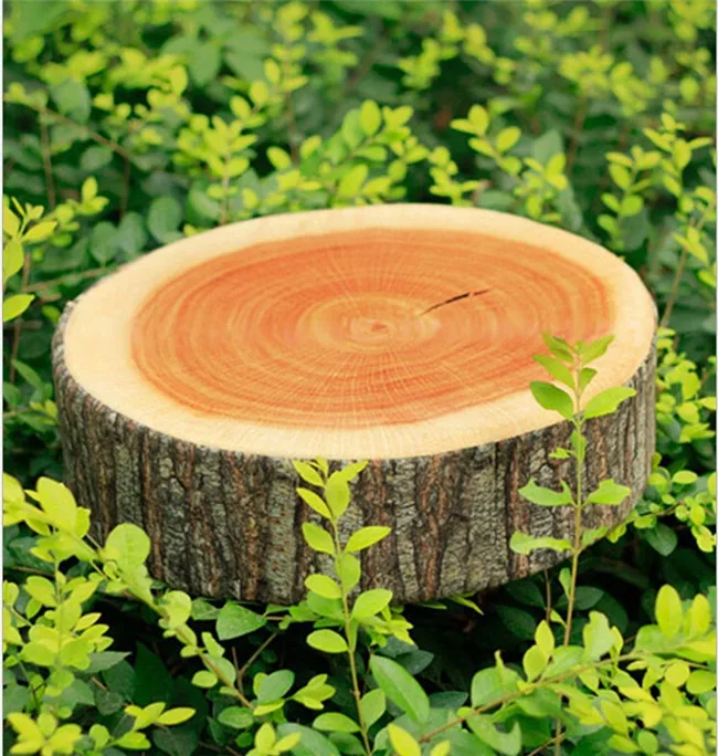 

Stump Shaped Decorative Pillows Home Car Decor Cute Round Woods Grain Soft Plush Chair Seat Cushion Pillow