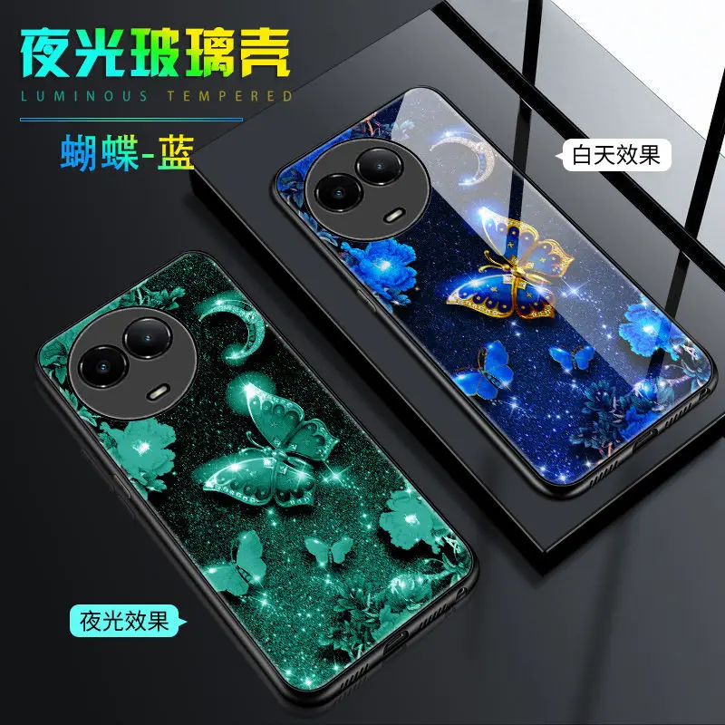 Светящийся телефон для Realme V50S чехол бабочка Темный в задней крышке OPPO