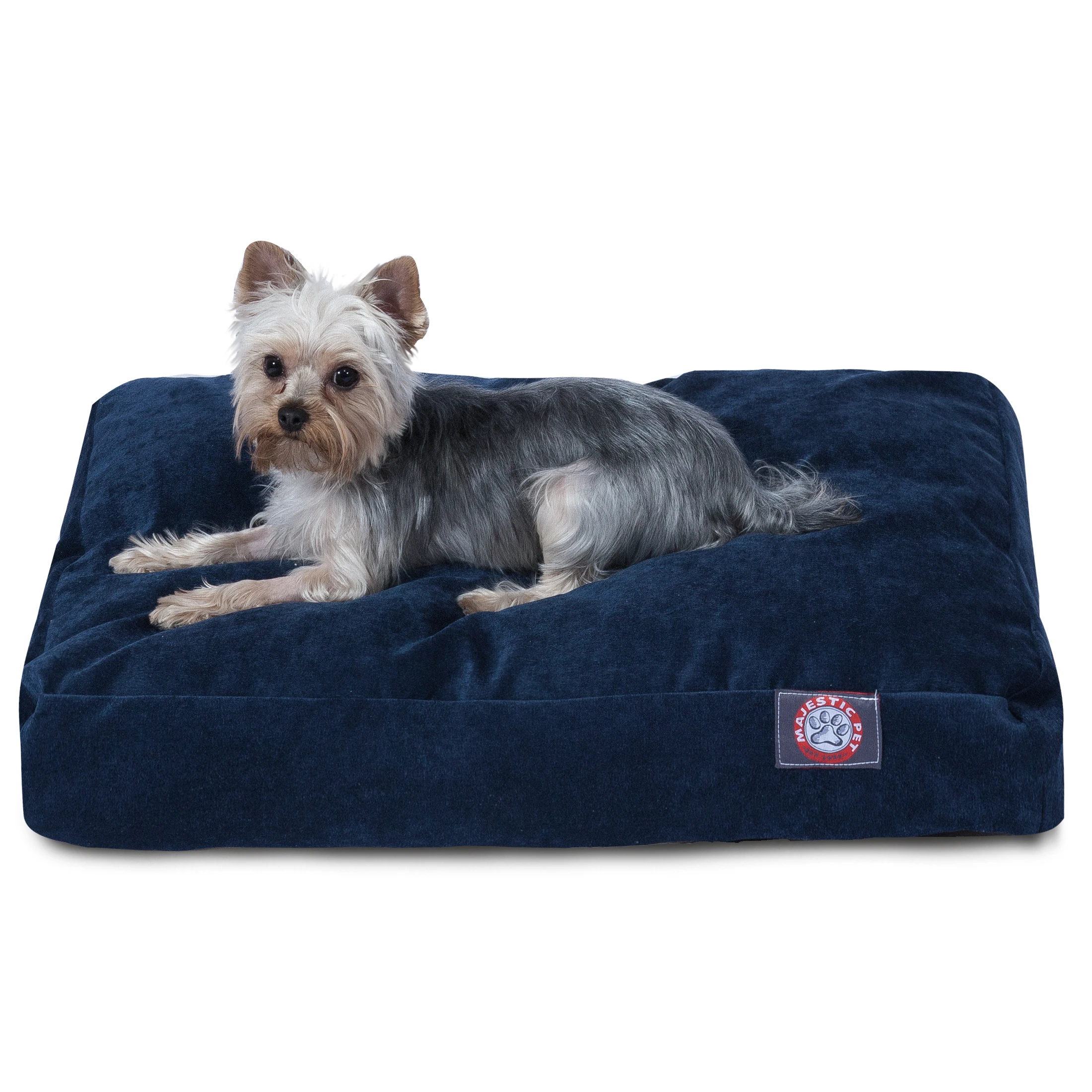 

HMTX | Villa Velvet Rectangle Pet Bed For Dogs, Removable Cover, Navy, Medium