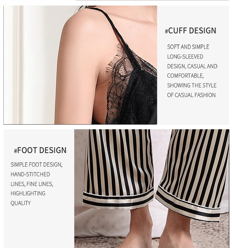 Summer Pajamas Set Women's 2 Pieces Pajama Suits Silk Satin Nightwear 2022 Home Clothes Sexy Lace Cami Top and Pants Sleepwear