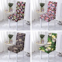 all saints day skull theme chair cover flower stretch kitchen dinning chair cover office chair home hotel banquet decoration