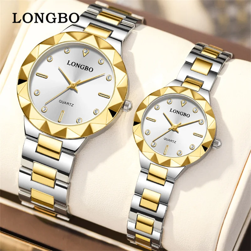 

LONGBO Luxury Brand Couple Watch for Men and Women Fashion Stainless Steel Waterproof Quartz Watch Lover's Wristwatches Gifts