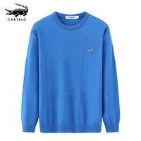 cartelo mens round neck solid color sweater autumn mens sweater solid color casual 2022 top crocodile logo