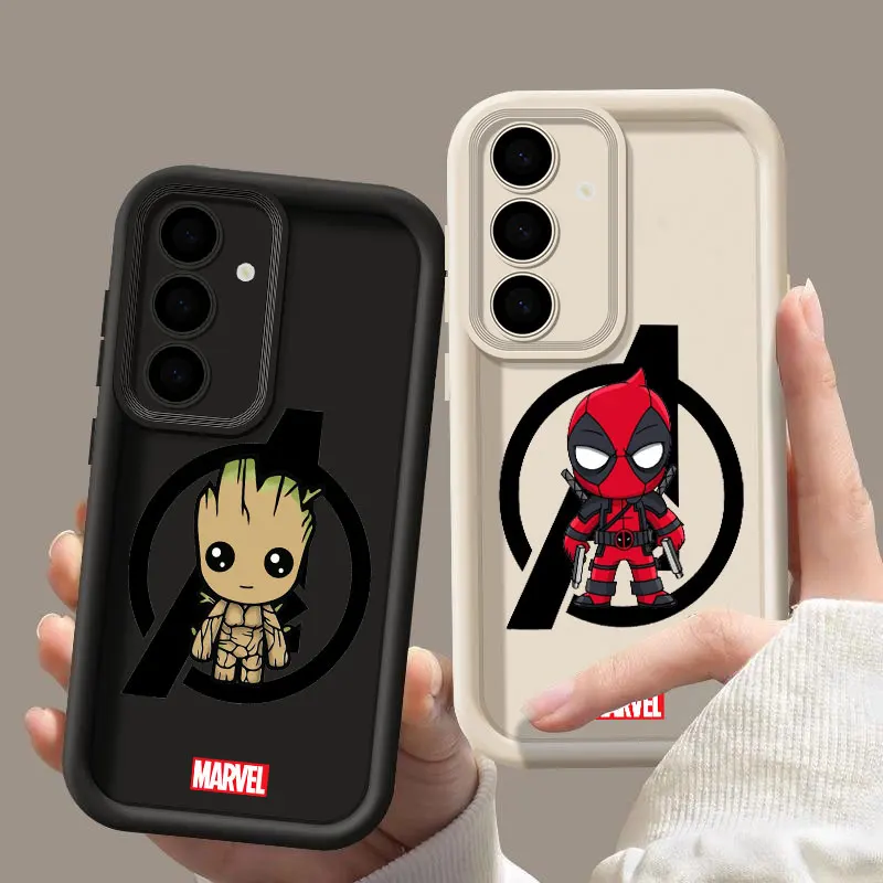 Фото Чехол Avengers Marvel для Samsung Galaxy S26 S25 S24 S23 S22 Plus S21 Ultra S20 FE, чехол S26Ultra, задняя крышка, милый дизайн с Грут и Дэдпулом №1