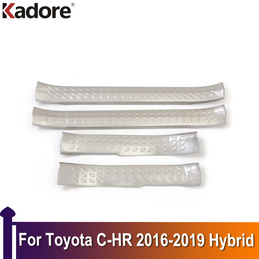 

For Toyota CHR C-HR 2016 2017 2018 2019 Hybrid Inner Door Sill Scuff Plate Trim Car Accessories Sticker Styling Stainless Steel