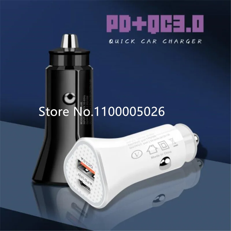

50PCS/Lot USB Car Charger Quick Charge QC3.0 QC 3.1A PD Type C 12W Fast Car USB Charger For Sam sung Xiaomi Mobile Phone Adapter