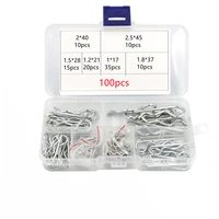 100pcs carbon steel zinc plated metal r type cotter pins wave latch bolt tractor clip mechanical hitch pin kit