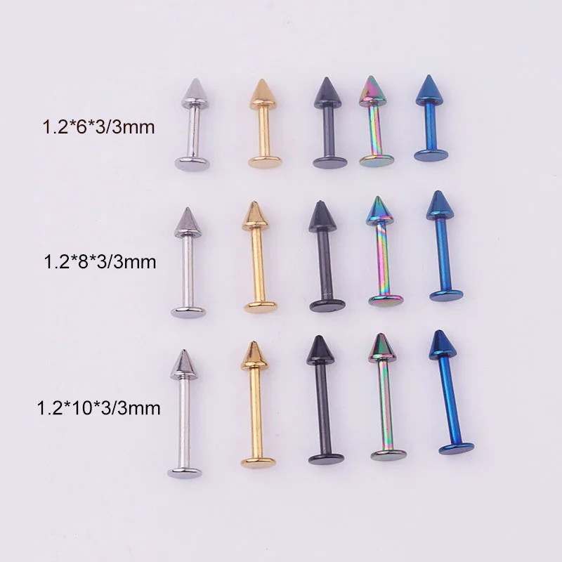 

1PC 6/8/10MM New Surgical Stainless Labret Piercing Stud Lip Rings Cartilage Tragus Piercing Bars Body Jewelry For Women