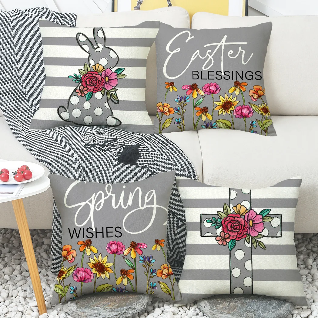 Новинка 2023 Пасхальная подушка мультяшный кролик чехол для дивана наволочка