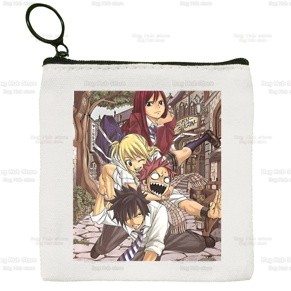 Fairy Tail Canvas Coin Purse Custom Logo Storage Pouch Canvas Bag  New Guild Cartoon Coin Bag Key Anime Natsu Zodiac Coin Purse