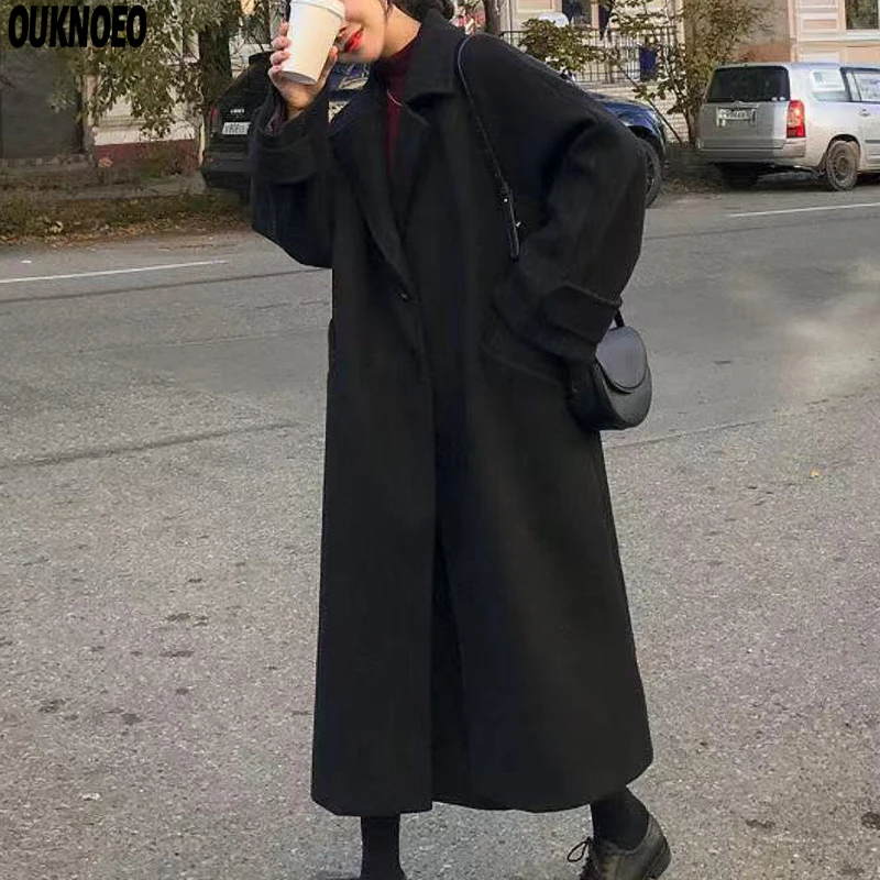 

Женское длинное пальто, модная винтажная ветровка в Корейском стиле преппи, Повседневная теплая шерстяная куртка, Женское пальто, весна 2022