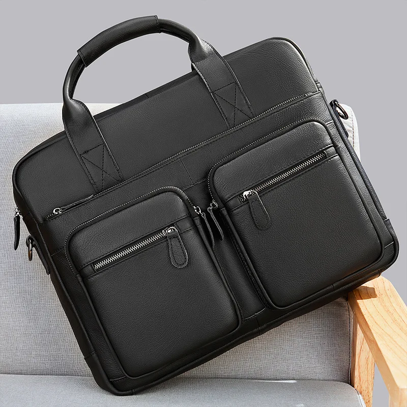 Деловой мужской портфель, мужская сумка-мессенджер, Офисные Сумки из натуральной кожи для мужчин, портфель, сумка для ноутбука 14 дюймов, 2022