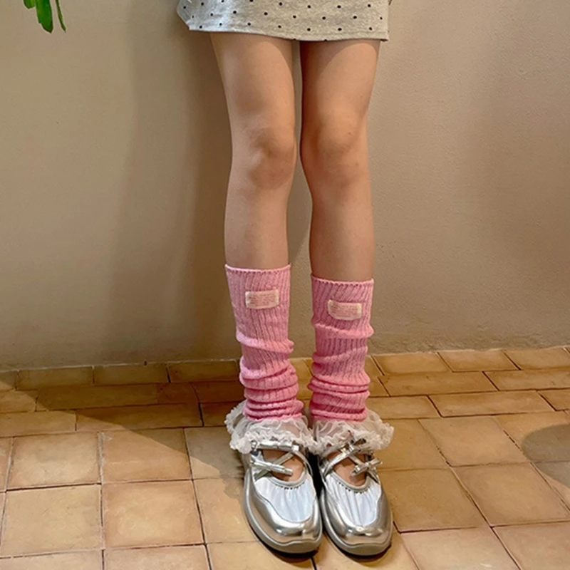 SZL женские JK девушки эстетические ребристые вязаные теплые носки до середины