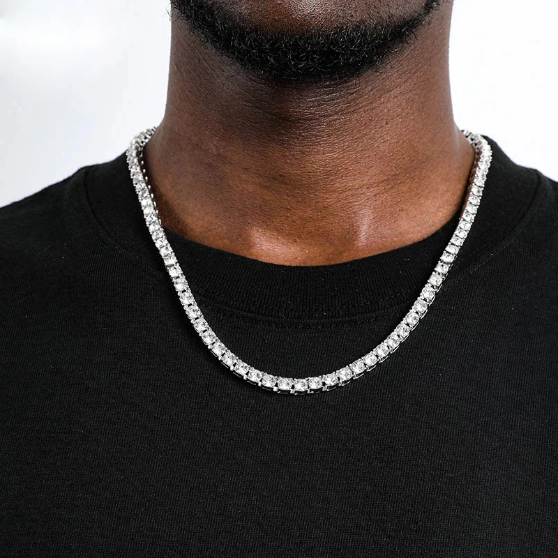 

Hip Hop Tennis Chain Necklace 3MM 4MM 5MM Mens Necklaces 1 Row Rhinestone Choker Iced Out Bling Crystal For Men Jewelry