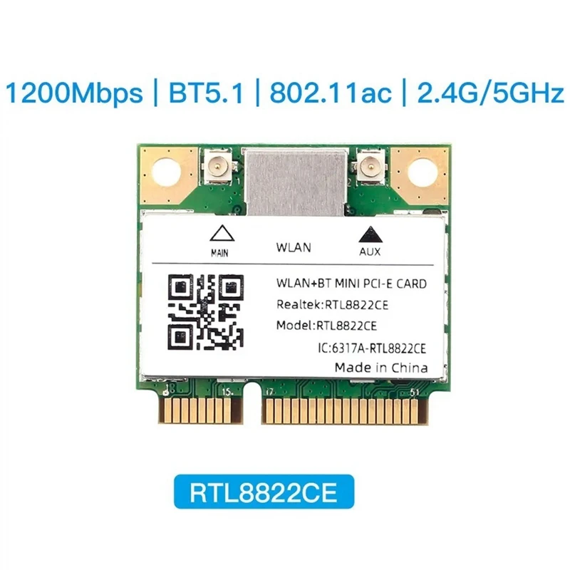 Двухдиапазонный мини Pcie RTL8822CE 1200 Мбит/с Wifi карта Bluetooth 5 1 беспроводной адаптер
