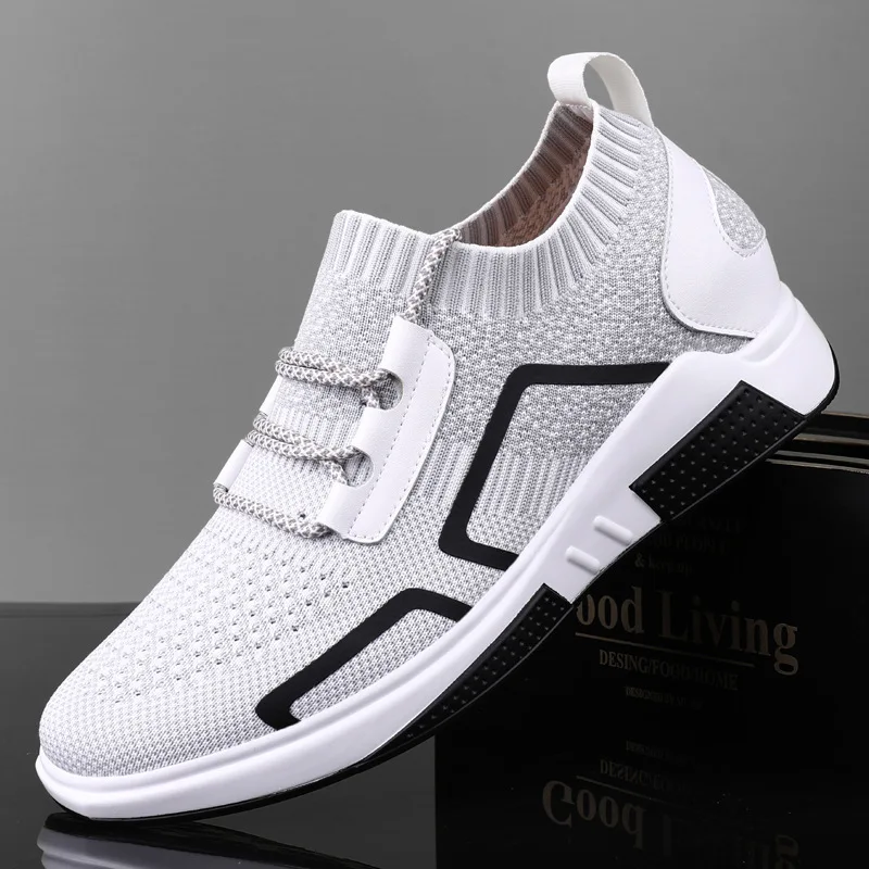 

2022 Summer New Breathable Men Shoes Korean Version Trend Flying Woven Mesh Sports And Leisure Inner Heightening Shoes For Men