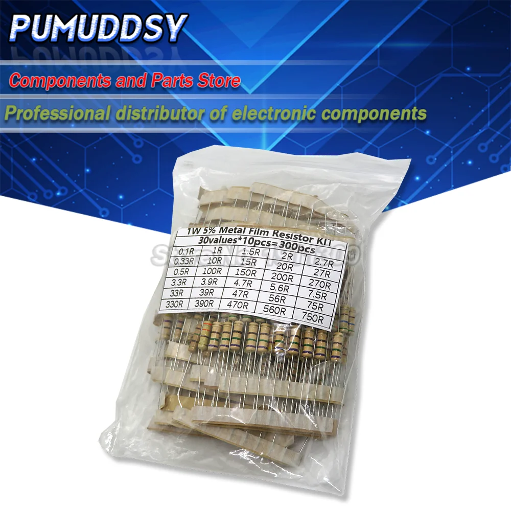 

150PCS 300PCS Resistor Kit 1W 2W 3W 5W 5% 30Kinds X 10PCS Carbon Film Resistance 0.1-750 ohm Set 1k-820K 30Kinds X 5PCS hjxrhgal