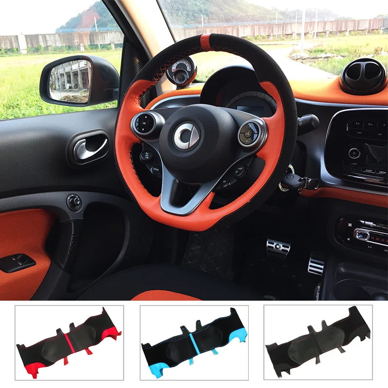 

DIY Steering Wheel Cover for smart 453 fortwo forfour Extremely soft Leather Braid on the steering-wheel of Interior accessories