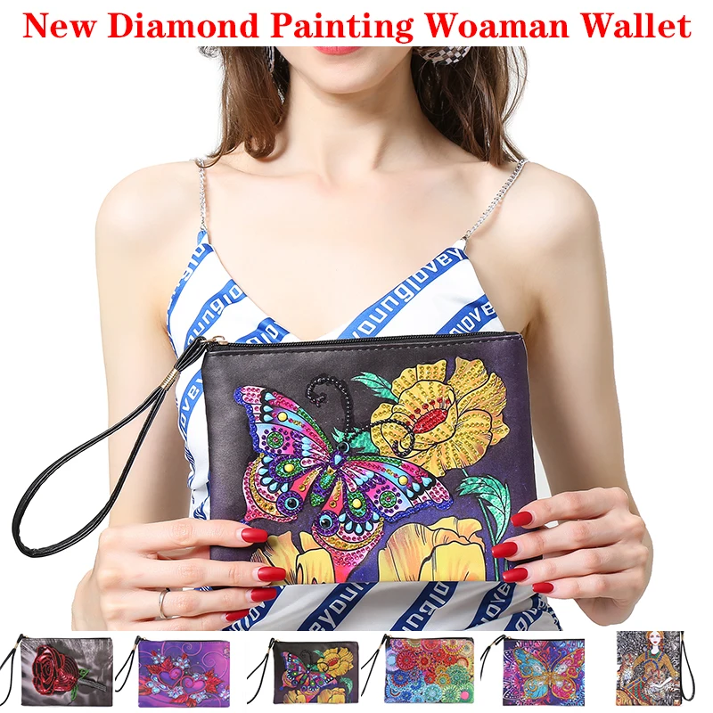 

DIY Diamond Painting Wristlet Wallet Women Clutch Storage Bag Special Shaped Diamond Embroidery Cosmetic Bag Handmade Creft Gift