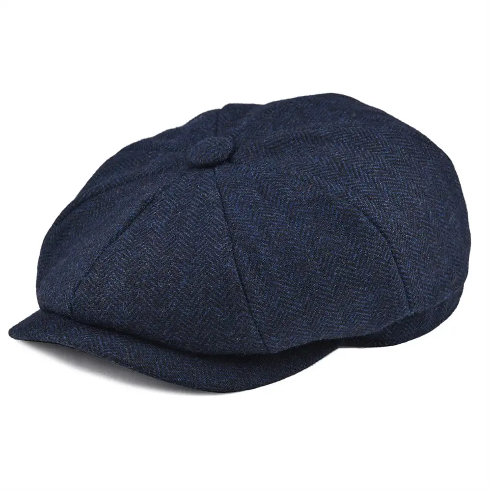 

Wol Tweed Krantenjongenspet Visgraat Mannen Vrouwen Gatsby Retro Hoed Driver Platte Cap Zwart Bruin Groen Marineblauw 005