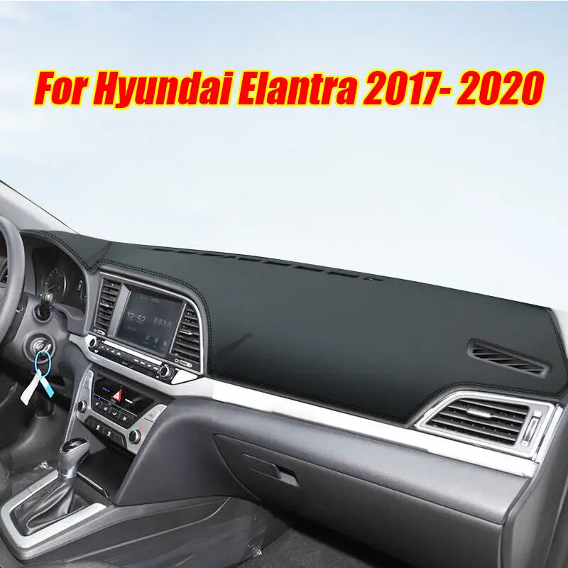 Черный кожаный чехол для приборной панели защитный коврик Hyundai Elantra 2017-20