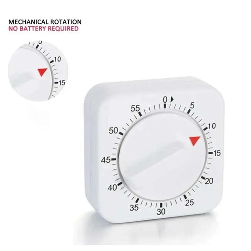 60 Minutes Time Timer Classic Cube Digital Chronometers Mini Clock Kitchen Mechanical No Battery Cooking Countdown Fried Blender