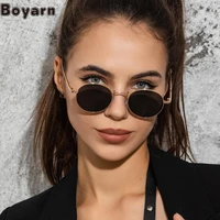 boyarn new personalized retro sunglasses mens and womens steampunk fashion small frame round sunglasses metal cross borde