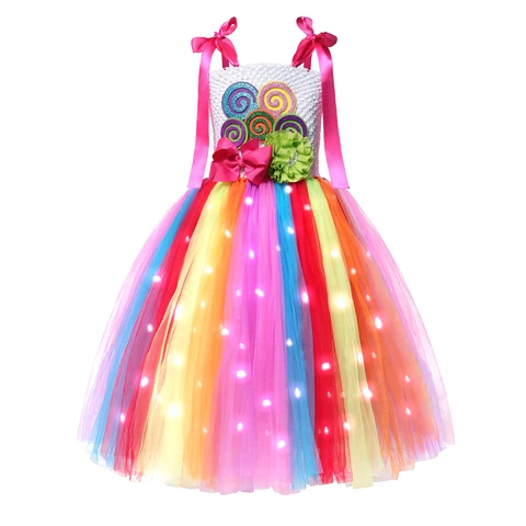 Детское платье-пачка для дня рождения с радужной подсветкой