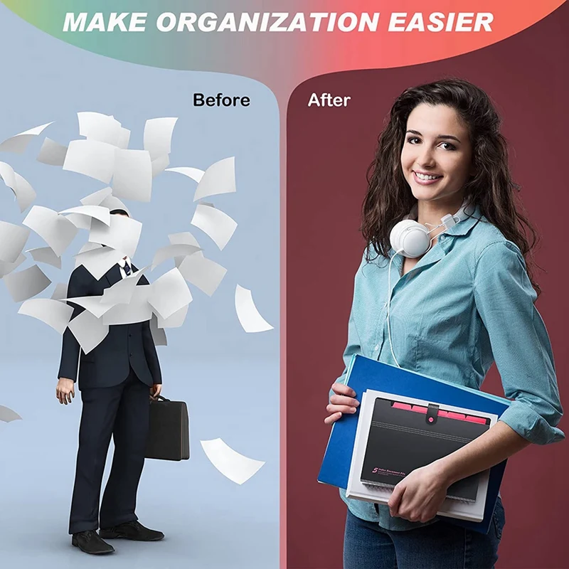 8 Pieces Expanding File Folders Accordion Organizer A4 Paper Folder Travel for Student School |