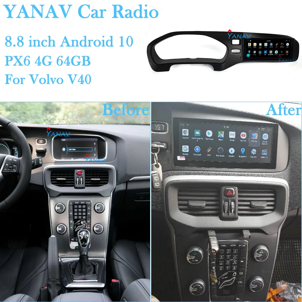 

PX6 Head Unit For Volvo V40 2011-2018 Car Radio Android Auto Carplay Car Multimedia Video Player GPS Navigation Stereo Receiver