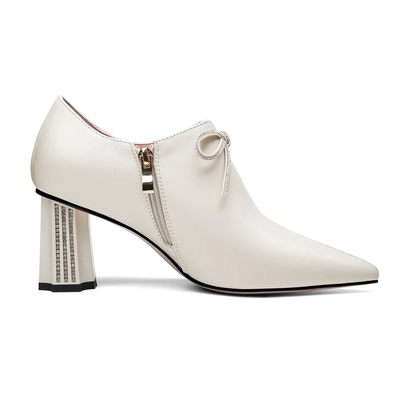 soft leather women shoes genuine cow leather pumps zipper pointed toe high heels fashion street shoes office lady shoes pumps