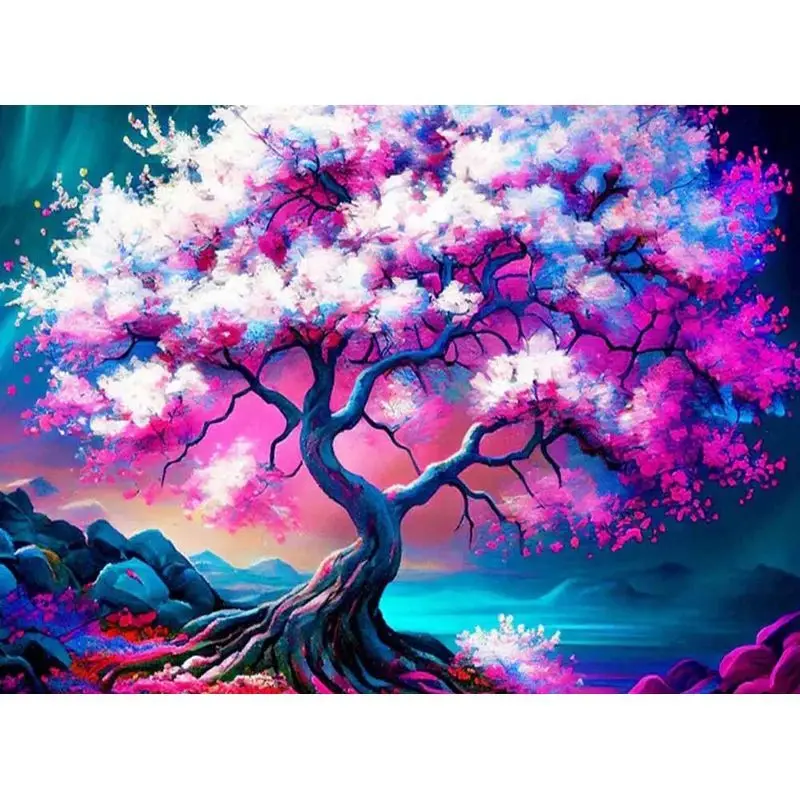 

GATYZTORY Picture By Numbers Tree DIY Kits Acrylic Paint Drawing Canvas With Framed Wall Art Picture Painting Coloring By Number