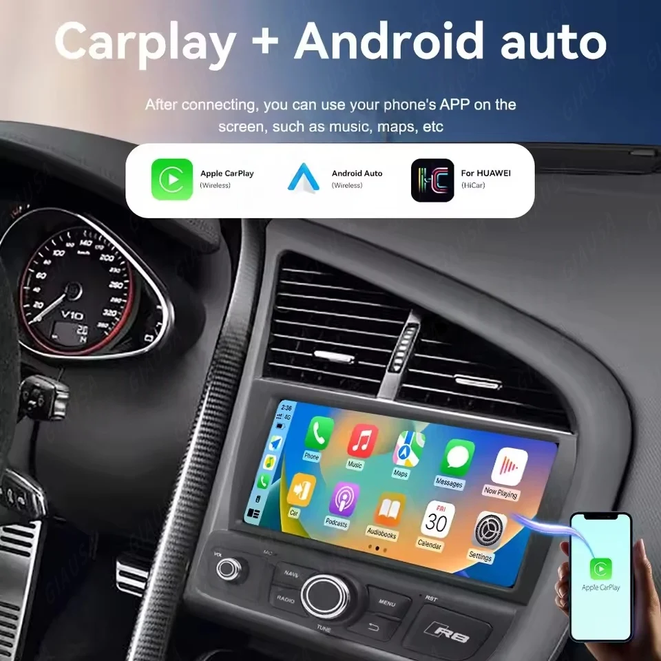 Фото Экран с Android 13 для Audi R8 Spyder V8 V10, CarPlay, GPS-навигация, автомобильная стереосистема, мультимедийный проигрыватель, автомагнитола, музыкальный плеер. №4