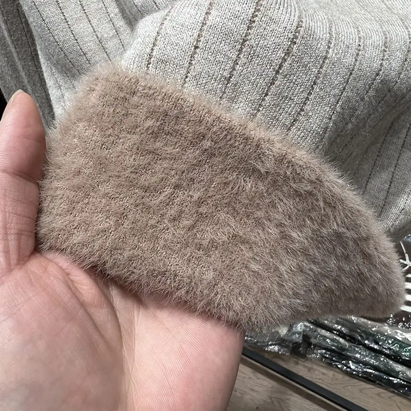 Thermal Underwear for Women Fleece Lined Tops Thick Knitted Sweater Top Winter Thermal Undershirt Thermo Bottoming Shirt