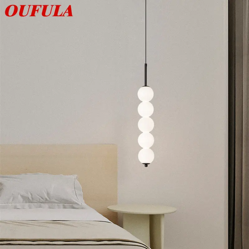 

OUFULA Modern Brass Light Fixture Chandelier LED 3 Colors Simply Creative Decor Glass Hanging Lamp For Home Bedroom Bedside