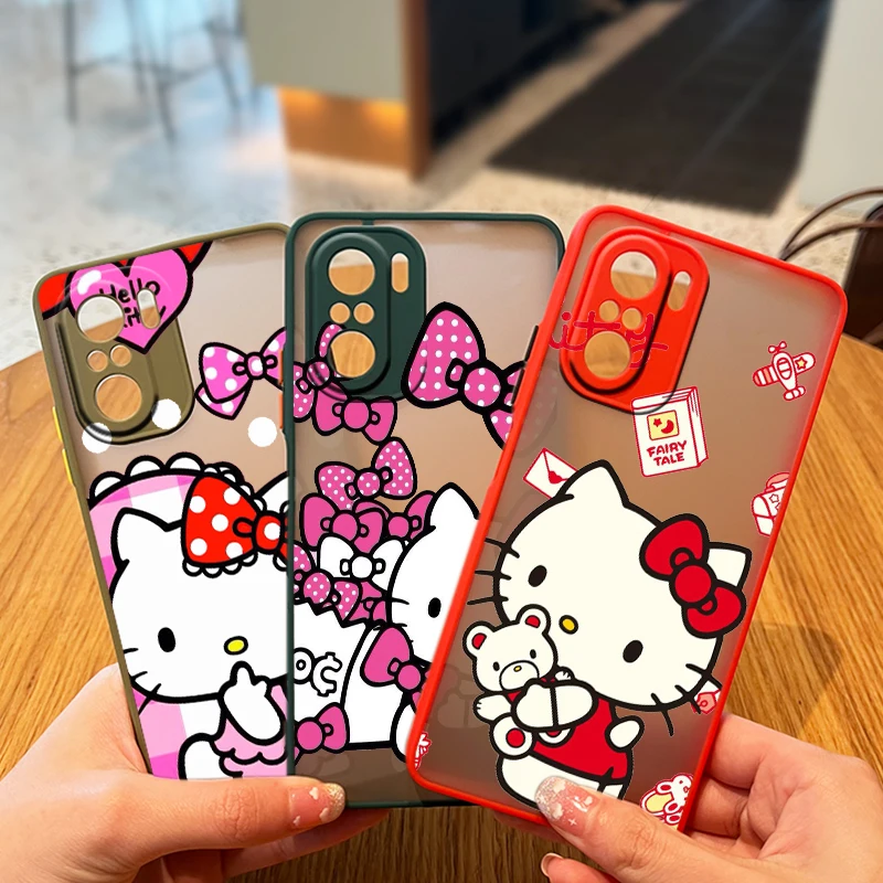 

Anime Hello Kitty Girl For Xiaomi Redmi 10 9 9A 9C 9AT 8 8A 7 7A 6 6A 5 Plus 4X 2022 Frosted Translucent Hard Phone Case Cover