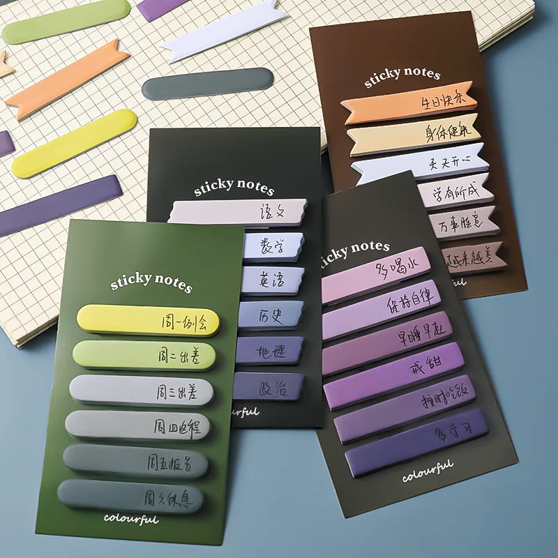 

4Packs Note Sticky Pad Tabs Gradient color Pages Book Markers Reading Notes Index Stationery List Labels Pad Diary Supplie