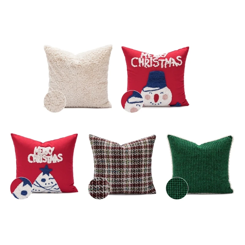 

Мягкий Квадратный Рождественский чехол для подушки, домашний декоративный хлопковый холст с вышивкой 85DA