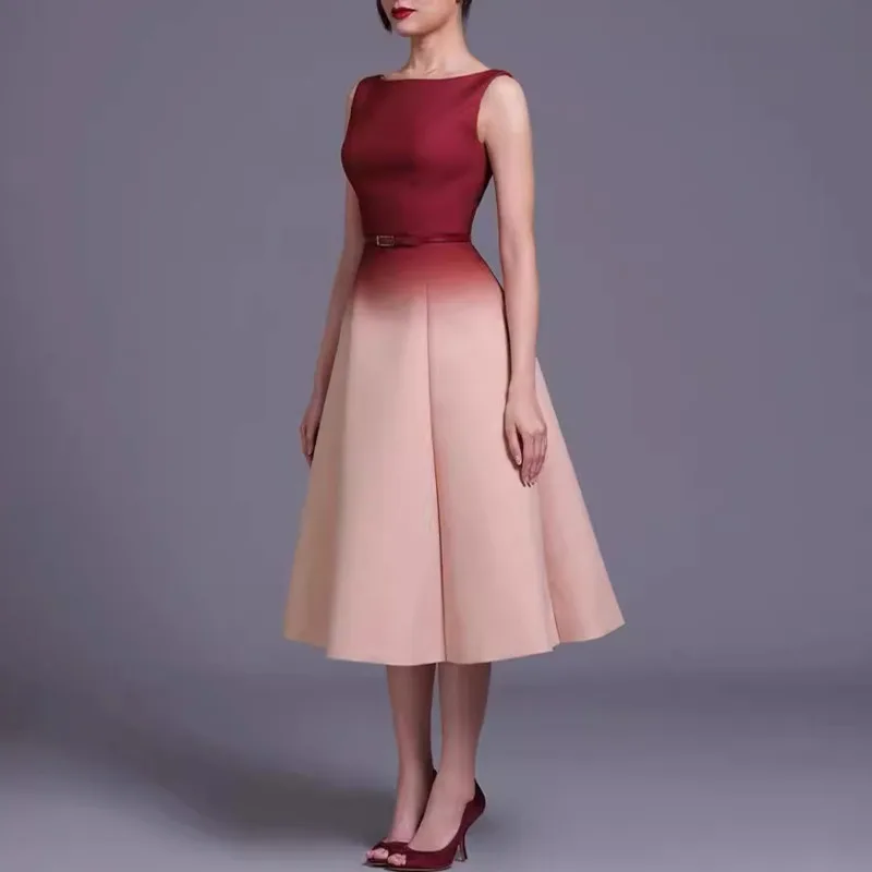 QMQA модное женское элегантное платье с разрезными рукавами и градиентными