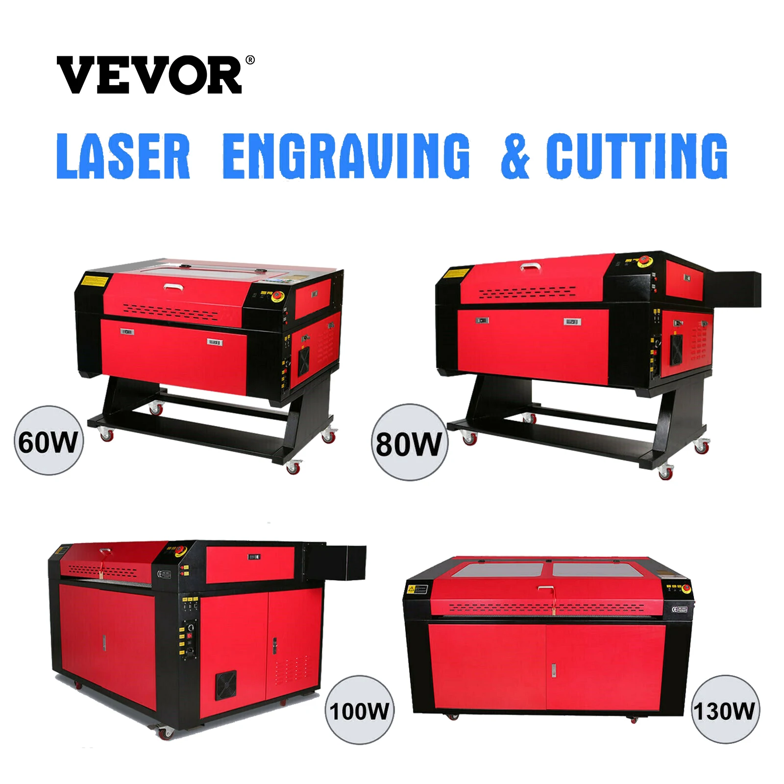 

VEVOR Ruida CO2 Laser Engraver Laser Machine Engraving Cutter 60W 80W 100W 130W CNC Cutter With Color Screen For Wood Acrylic