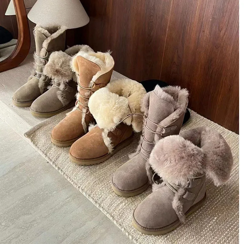 

Зимние ботинки со шнуровкой и реверсивным мехом, Осень-зима 2023, новинка 1106