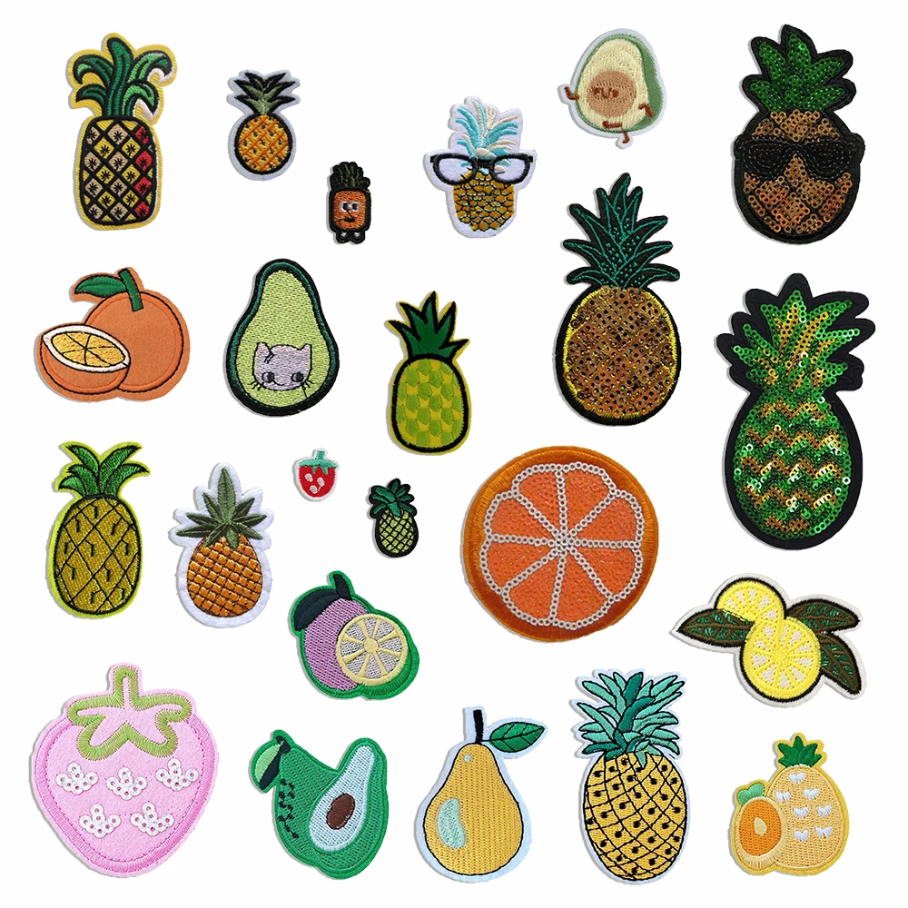 

Wholesale sales 100 pieces fruit embroidery hot melt adhesive ironing patch fabric patch DIY sewable decorative clothing patch