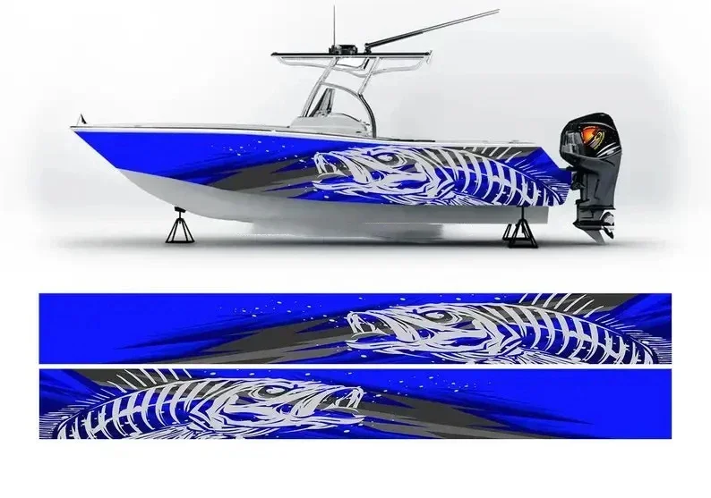 Камуфляжная черно-белая рыба Марлин графическая виниловая лодка понтон