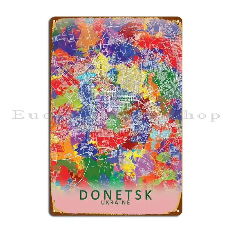 

Donetsk брызговая Карта города, металлическая табличка, картина, гараж, настенный паб, персонализированный Настенный декор, жестяной знак, плак...