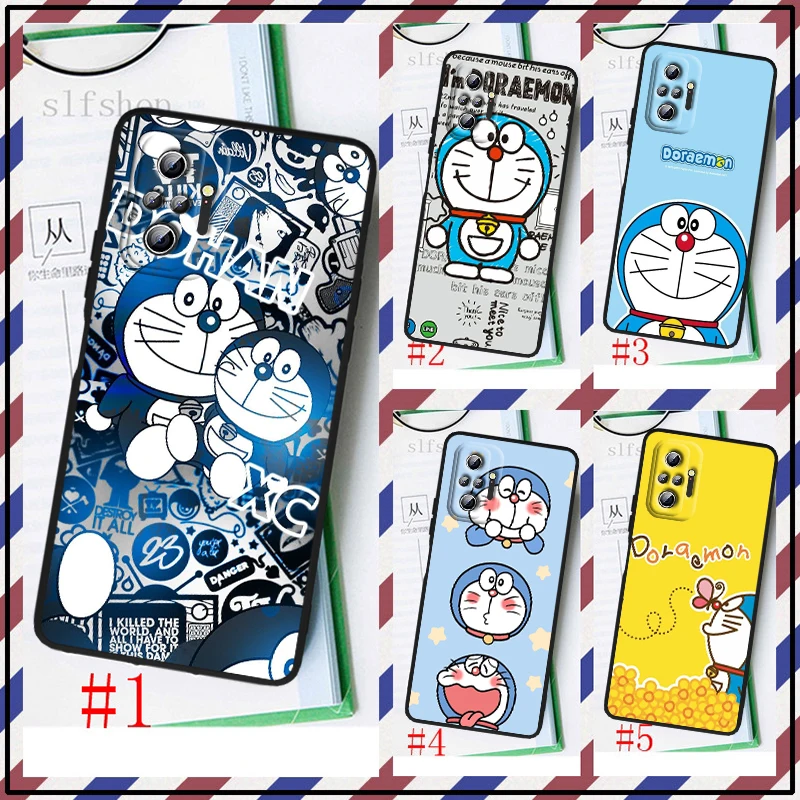 

Cute Anime Art Doraemon For Xiaomi Redmi Note 11 10S 10 9T 9S 9 8T 8 7 6 Pro Plus Max 5G Black Soft Luxury Phone Case