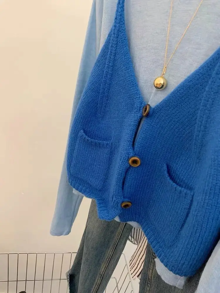 Korejepo Klein синий костюм из двух предметов топ с длинными рукавами уникальный