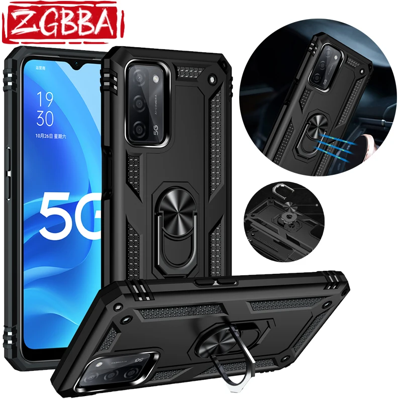 

ZGBBA Shockproof Anti-drop Phone Case For OPPO A5 A3S A5s AX5s A7 A12 Magnetic Ring Stand Armor Cover For OPPO A54 A55 A9 A94 5G
