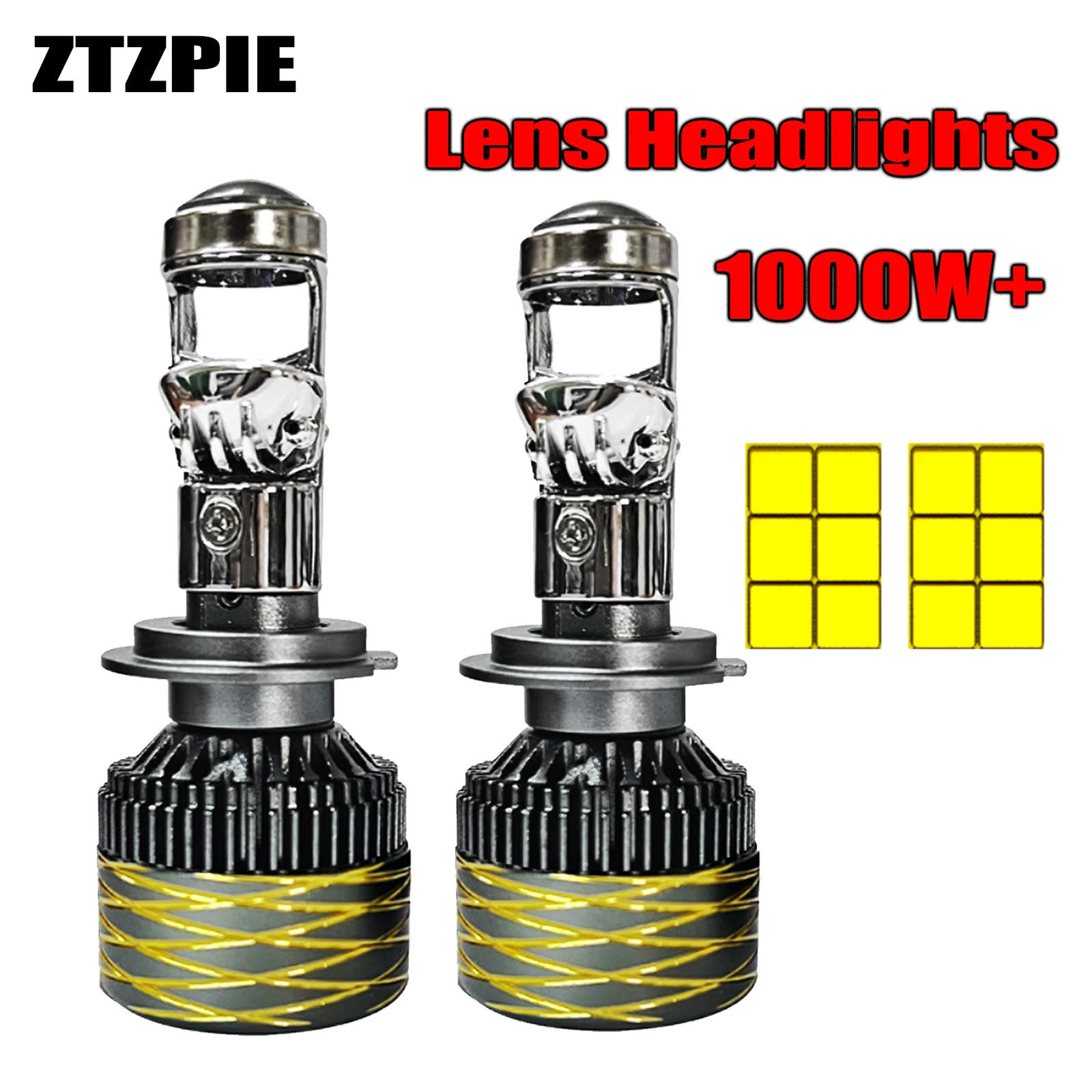 ZTZPIE Светодиодные Автомобильные Фары 1000 Лм 3570 Вт CSP Чип 6000K H4 H7 9006 Без Ошибок 12 В