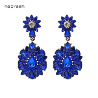 mecresh trendy 2 colors sunflower drop earrings for women luxury horse eye crystal dangle earrings 2022 wedding jewelry eh2013