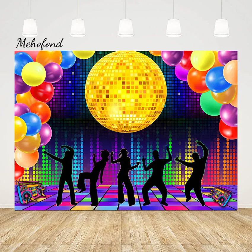 Mehofond Disco Record Dance Photography Background Back to 80s 90s Happy Birthday Party Music Stage Neon Light Backdrop Photos
